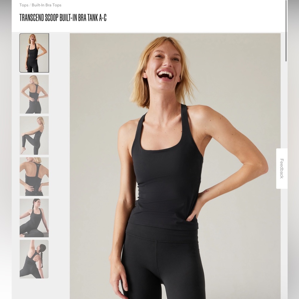 Athleta TRANSCEND SCOOP BUILT-IN BRA TANK A-C